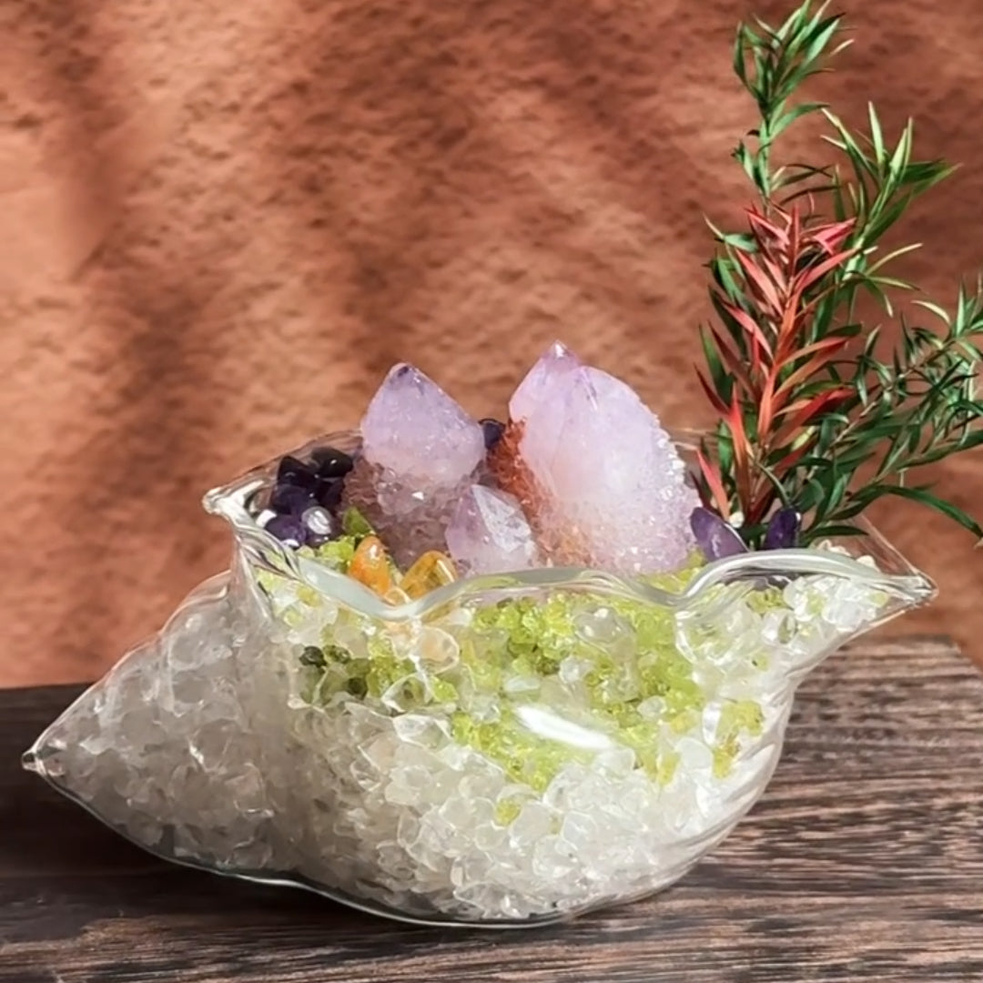 Crystal potted desktop ornaments, office space and home Feng Shui ornaments