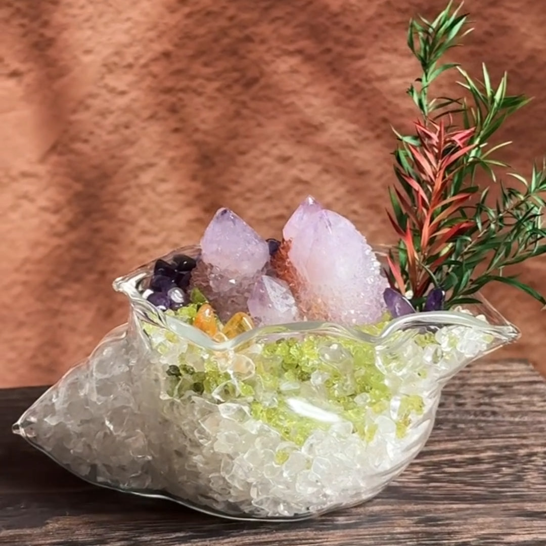 Crystal potted desktop ornaments, office space and home Feng Shui ornaments