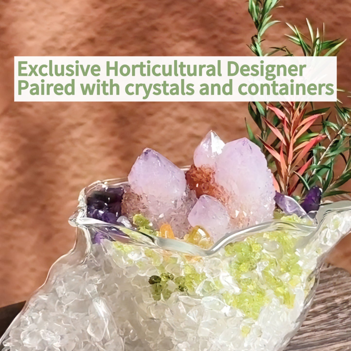 Crystal potted desktop ornaments, office space and home Feng Shui ornaments