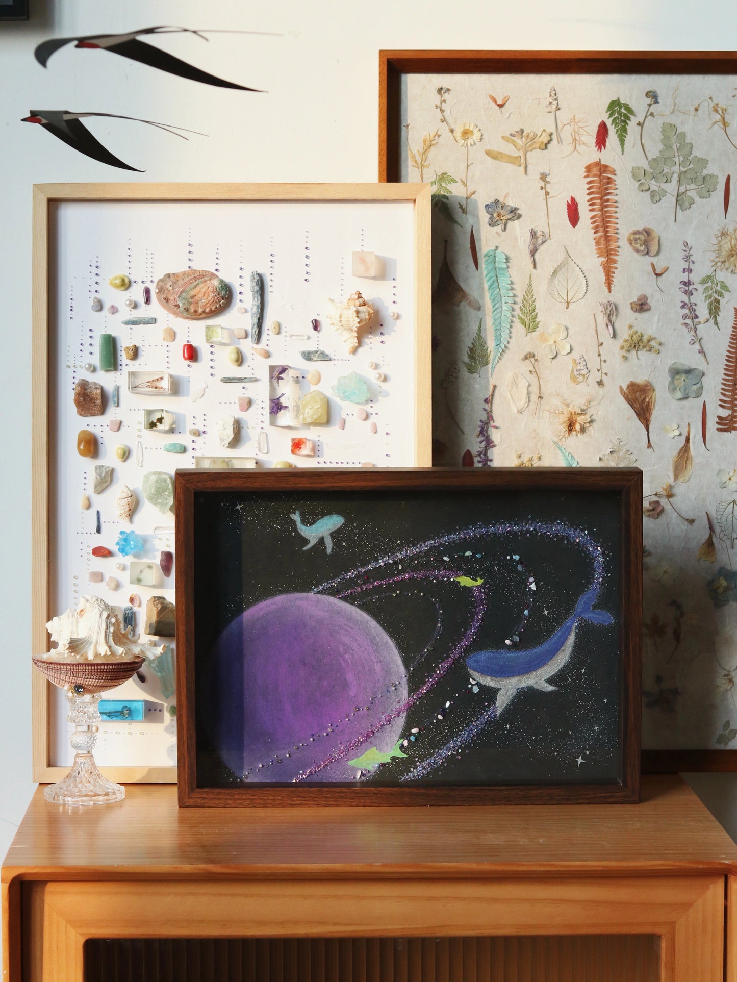 宇宙紫色星球diy手工材料包|创意礼物|家居软装挂画防尘玻璃罩