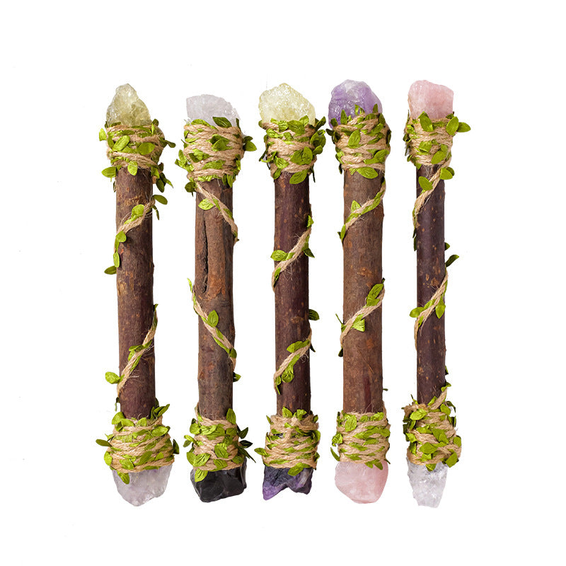 Cross-border natural crystal magic scepter handmade log crystal handicraft witch scepter crystal gift decoration