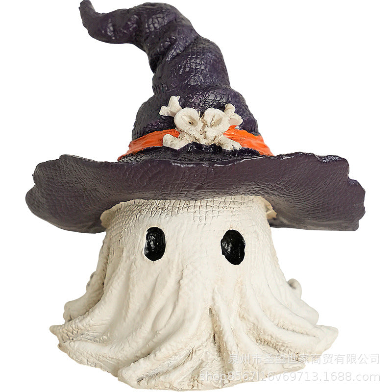 Cross-border new hot-selling Halloween horror hat little ghost creative resin handicraft gift garden ornament