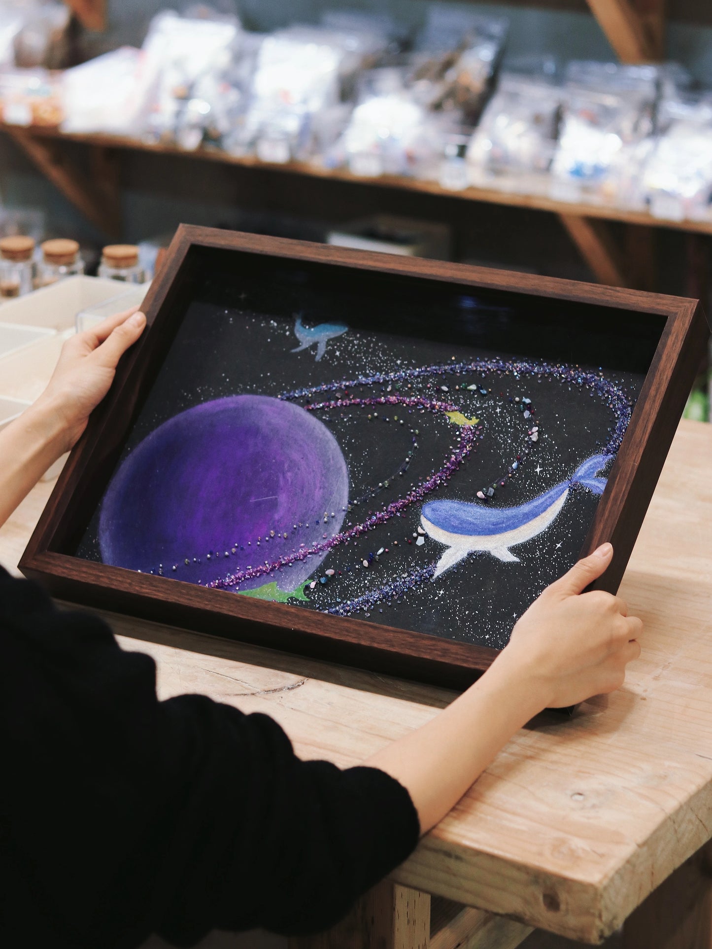 宇宙紫色星球diy手工材料包|创意礼物|家居软装挂画防尘玻璃罩