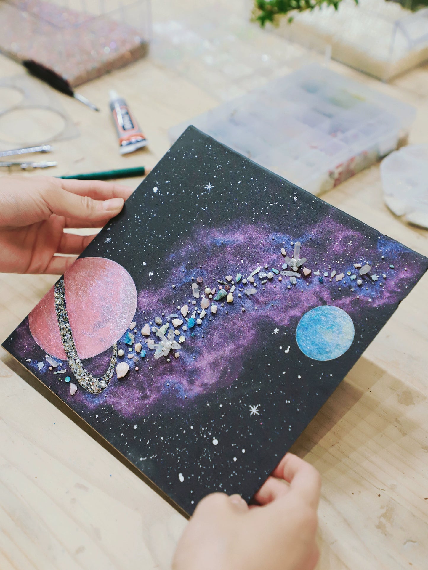 浪漫星球.宇宙矿石标本画.生日礼物推荐.办公桌面摆件家居装饰画