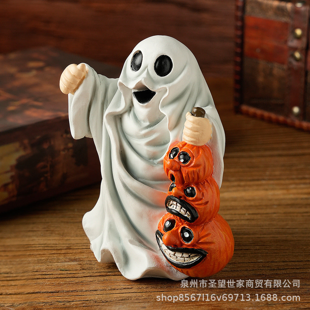 跨境万圣节Middle finger Cute Ghost怪物南瓜幽灵提南瓜树脂摆件