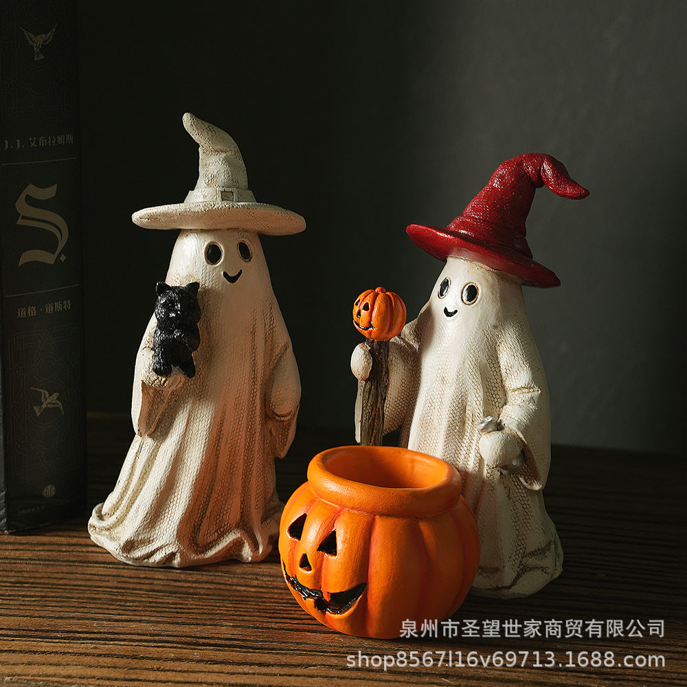 万圣节幽灵遛狗摆件创意家居场景布置活动道具装饰摆件骷髅派对
