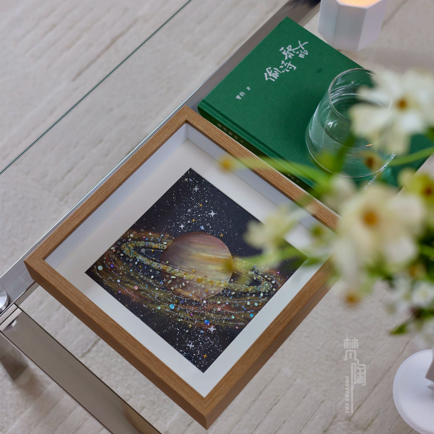 土星|玻璃相框摆件文艺创意礼物油画棒星球肌理画diy亲子材料包