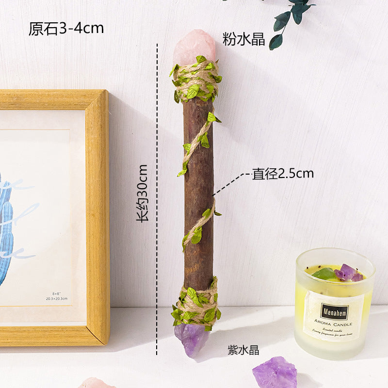 Cross-border natural crystal magic scepter handmade log crystal handicraft witch scepter crystal gift decoration