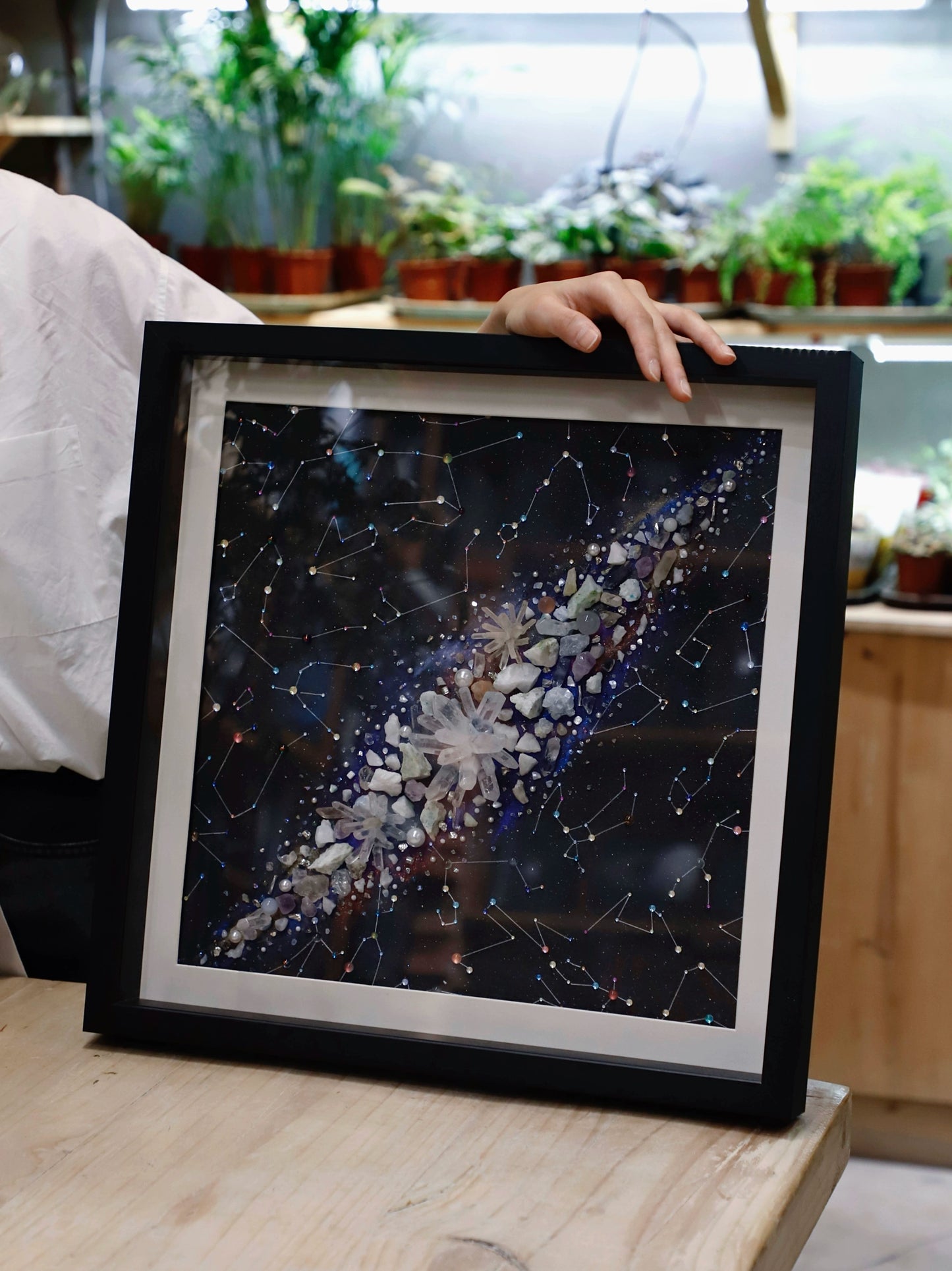 白色银河|玻璃相框|银河星球画水晶能量画客厅背景男朋友礼物