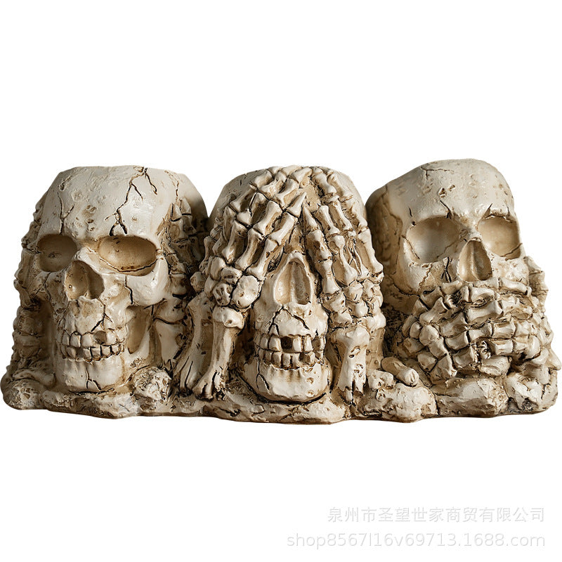 万圣节礼物办公室三不骷髅笔筒摆件桌面个性家居花盆摆件装饰道具