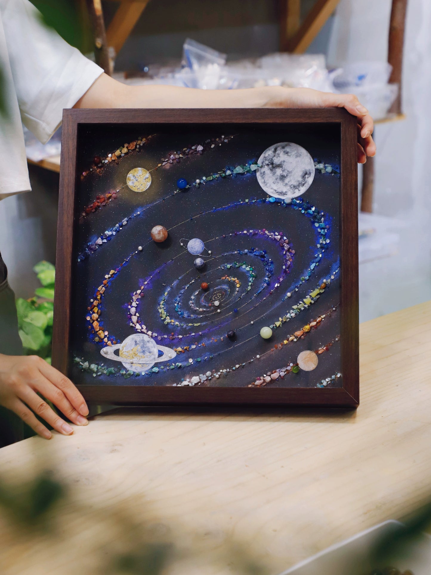 八大行星太阳系DIY手工材料包玻璃相框小众礼物推荐家居软装挂画