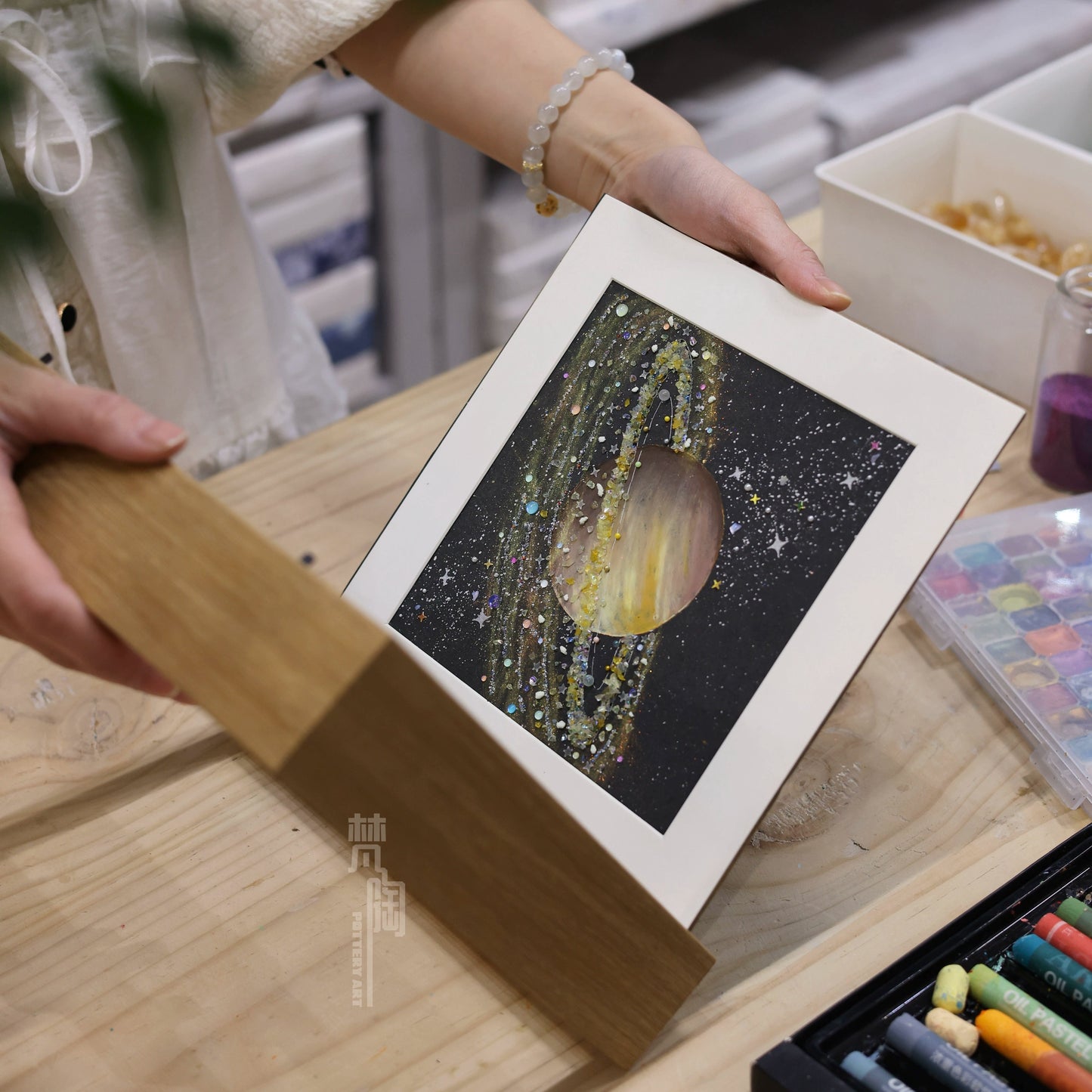 土星|玻璃相框摆件文艺创意礼物油画棒星球肌理画diy亲子材料包