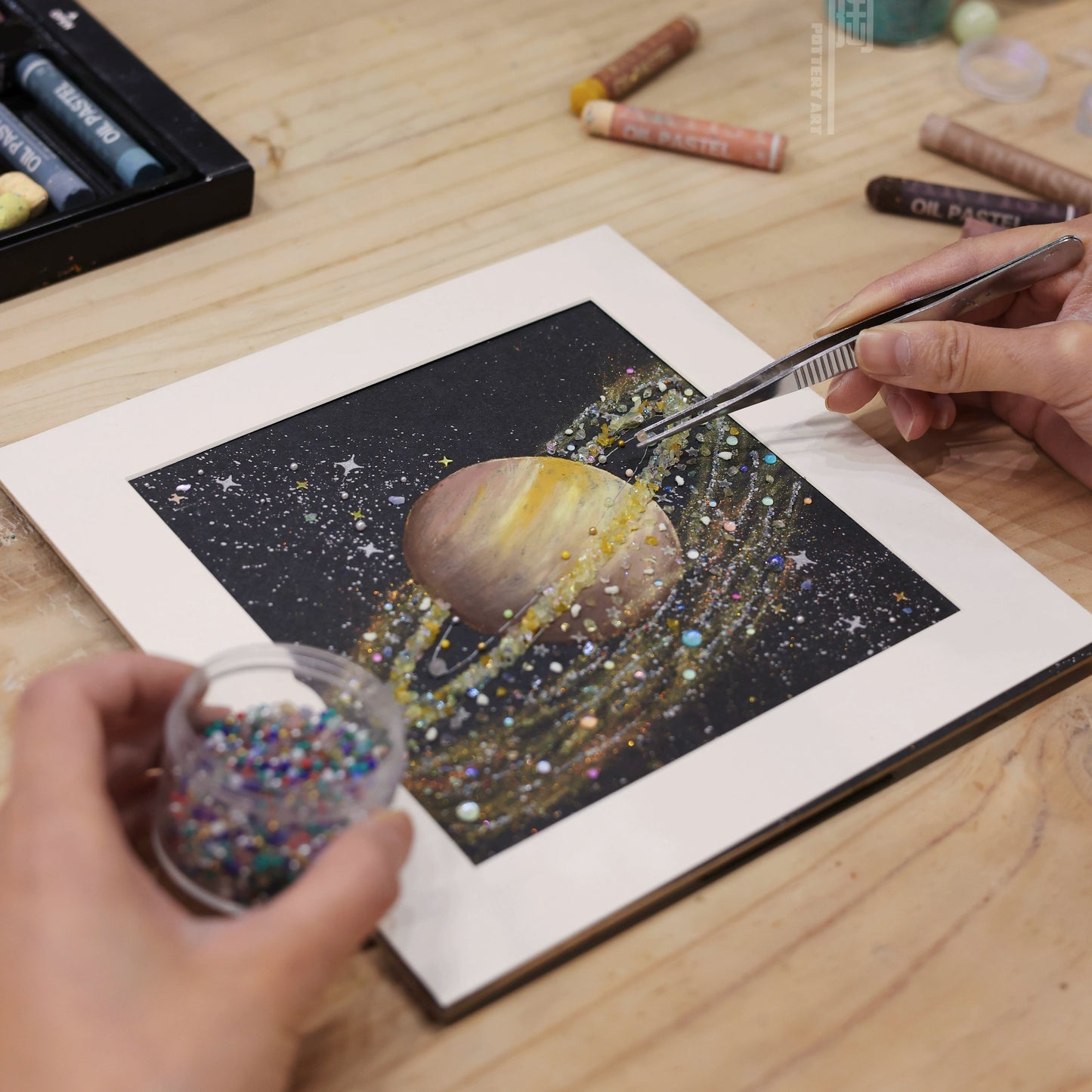 土星|玻璃相框摆件文艺创意礼物油画棒星球肌理画diy亲子材料包