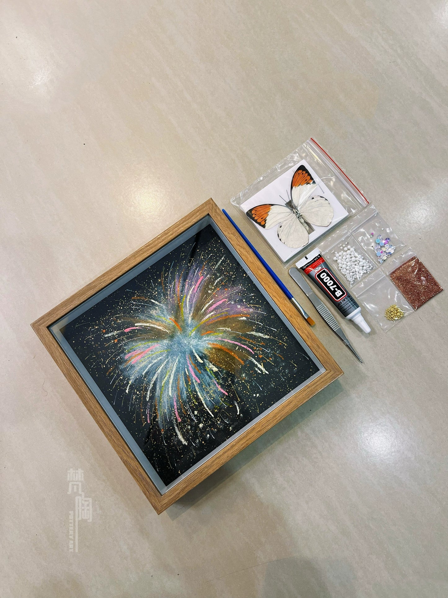 梵陶蝴蝶标本装饰画真蝴蝶标本礼物摆件精致礼物家居摆件雪花蝴蝶