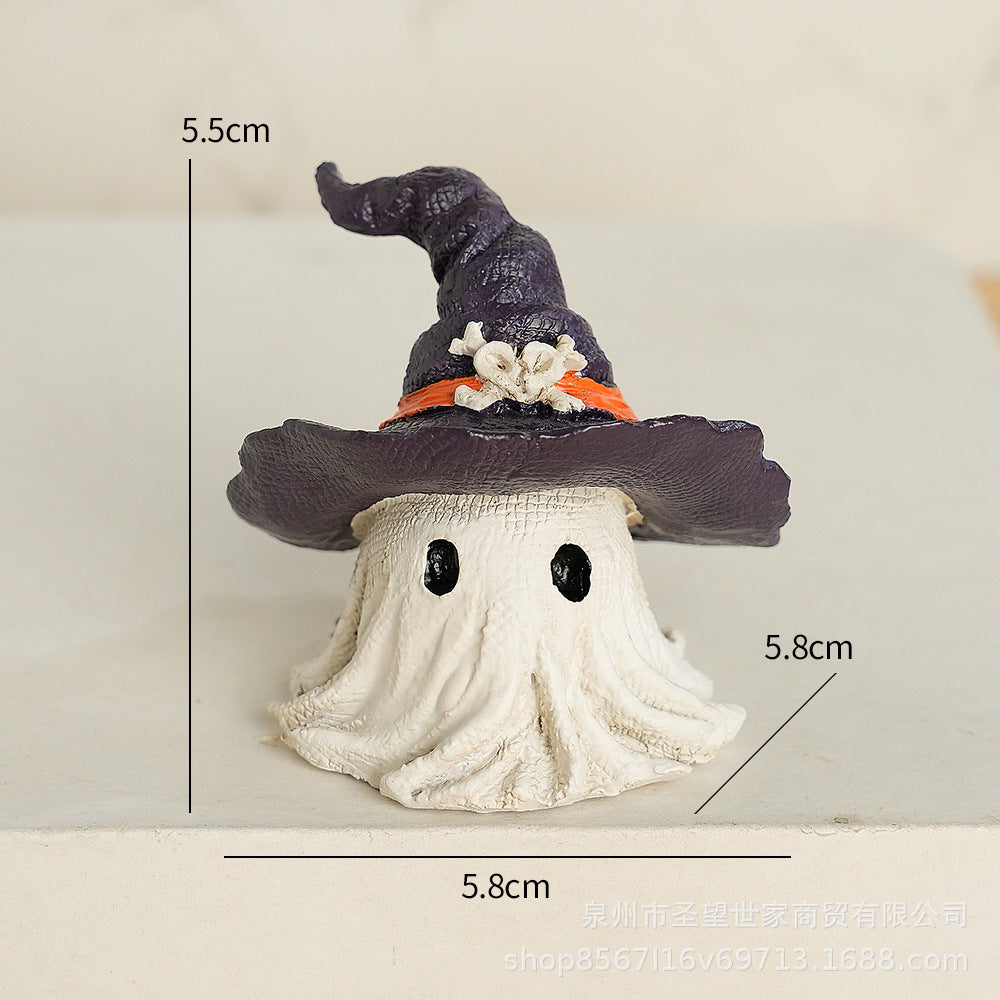 Cross-border new hot-selling Halloween horror hat little ghost creative resin handicraft gift garden ornament