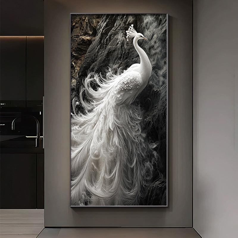 Peacock entrance decorative painting light luxury high sense relief three-dimensional hanging painting corridor aisle mural