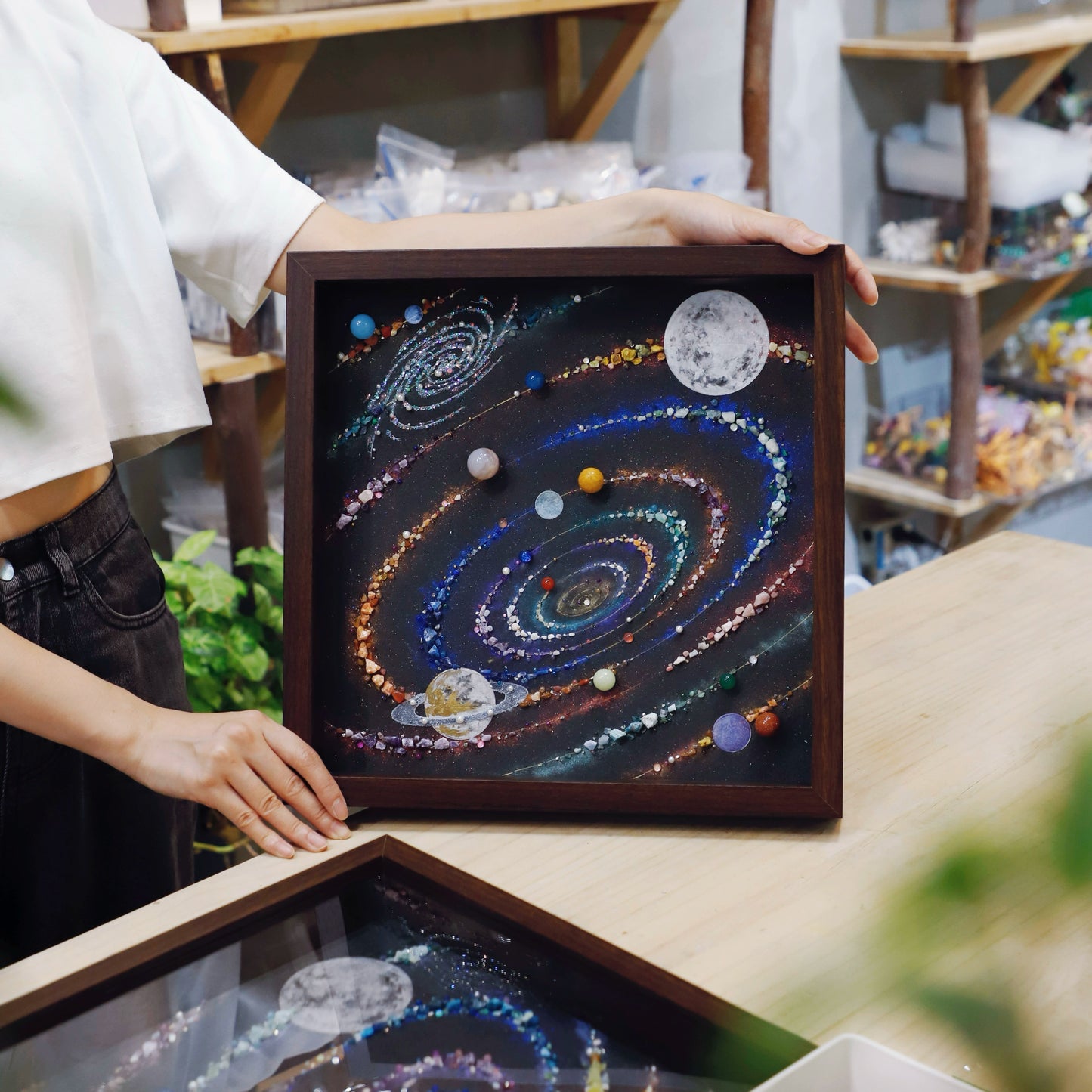 八大行星太阳系DIY手工材料包玻璃相框小众礼物推荐家居软装挂画