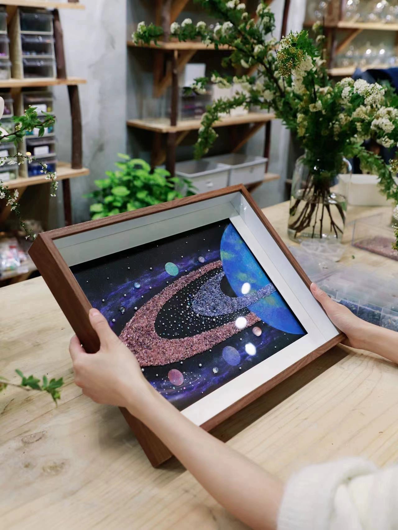 梵陶ft 宇宙标本DIY 相框装饰画 八大行星太阳系 家居挂画 星球画