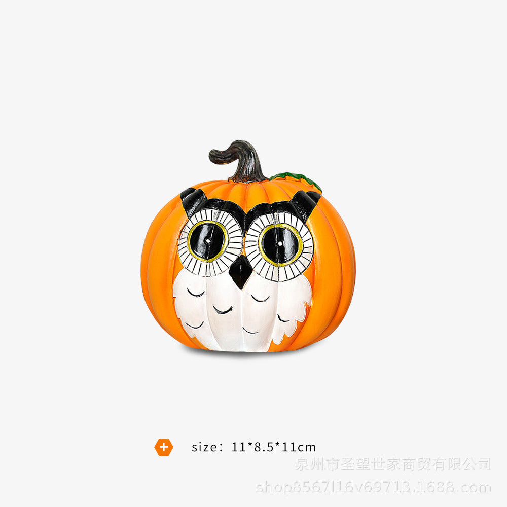 跨境萌萌卡通南瓜狐狸猫头鹰动物家具装饰摆件万圣节搞怪装饰雕塑