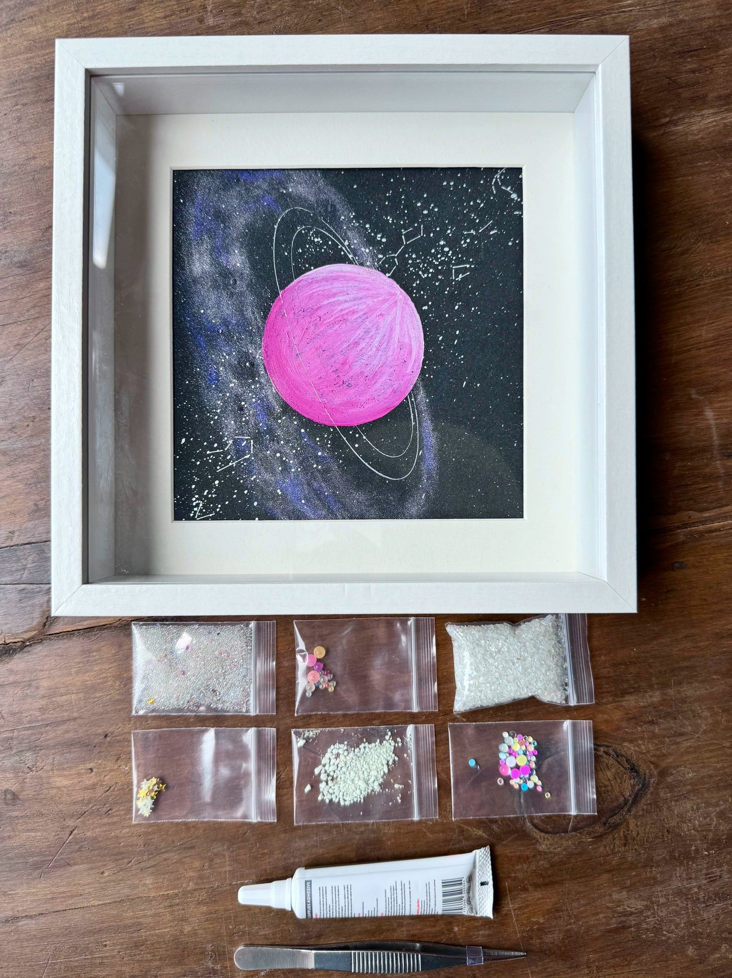 迷你粉色小行星相框玻璃防尘闺蜜礼物女朋友礼物推荐办公桌面摆件