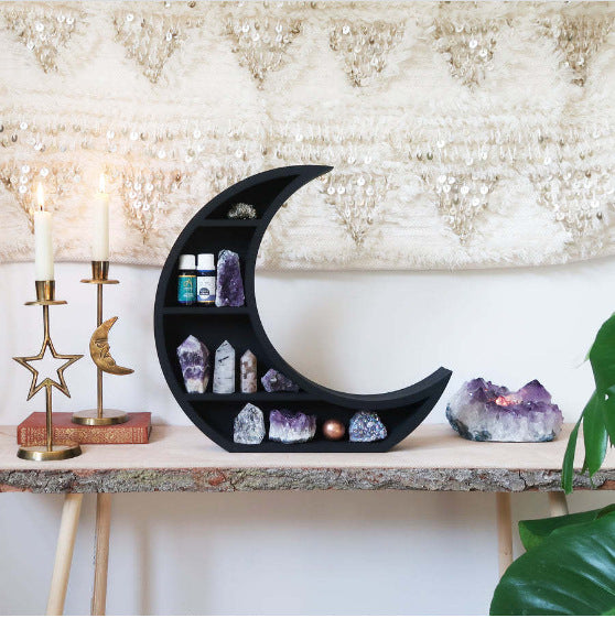 Cross-border Cat in the Moon Crystal Wooden Shelf Wooden Crystal Shelf Decorative Shelf