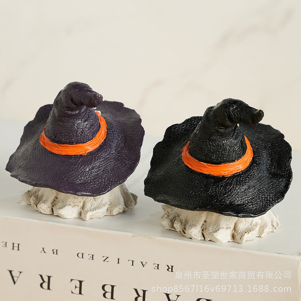 Cross-border new hot-selling Halloween horror hat little ghost creative resin handicraft gift garden ornament