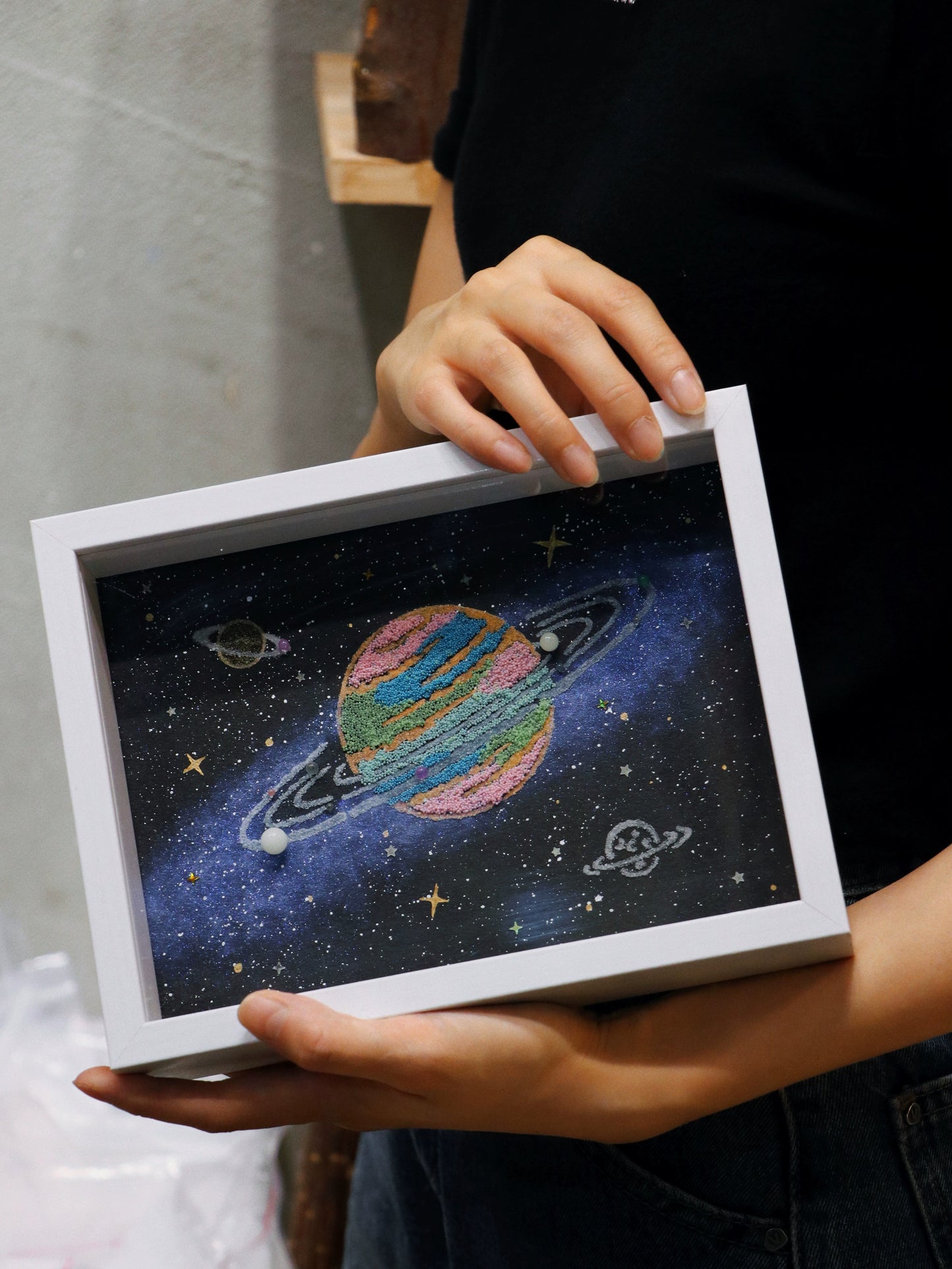 夜光小行星.宇宙星球画.生日礼物手工dly.桌面摆件漩涡宇宙立体画