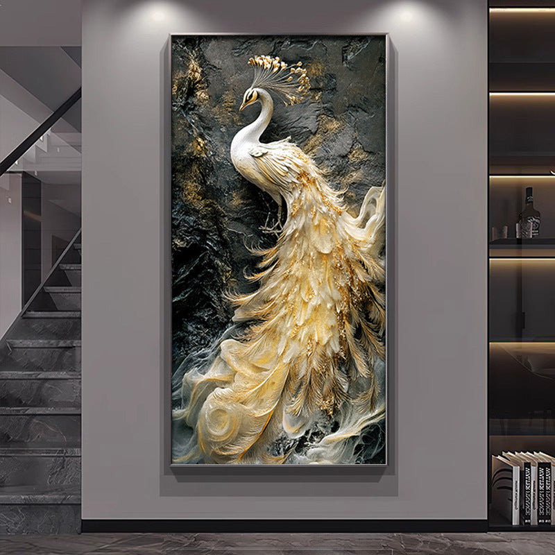 Peacock entrance decorative painting light luxury high sense relief three-dimensional hanging painting corridor aisle mural