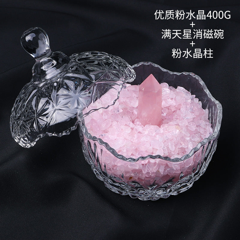 水晶消磁碗御守盐净化玻璃碗白水晶消磁碎石扩香石容器首饰收纳盒