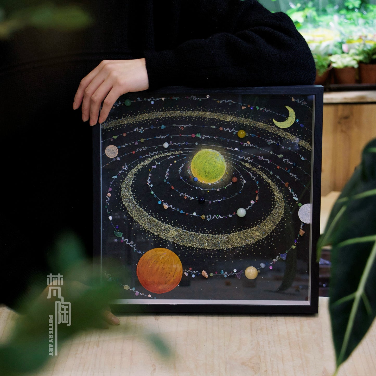 太阳系八大行星宇宙银河系水晶矿石画水晶画宇宙矿石标本画礼物
