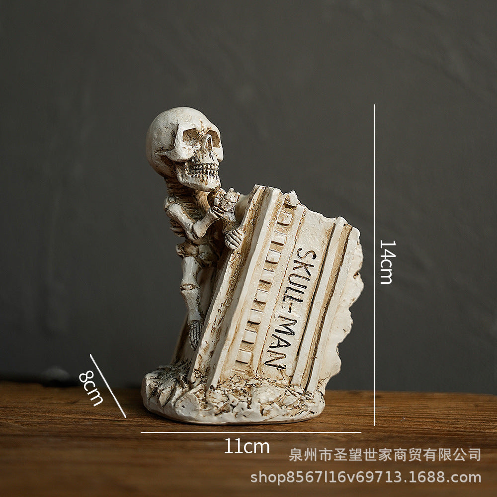 万圣节礼物办公室笔筒蜘蛛侠骷髅摆件桌面个性家居花盆摆件装饰道