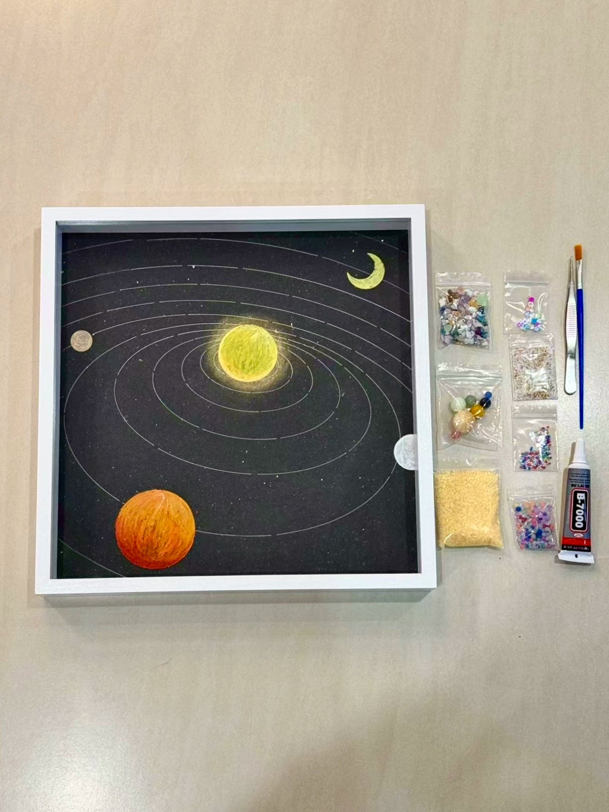 太阳系八大行星宇宙银河系水晶矿石画水晶画宇宙矿石标本画礼物