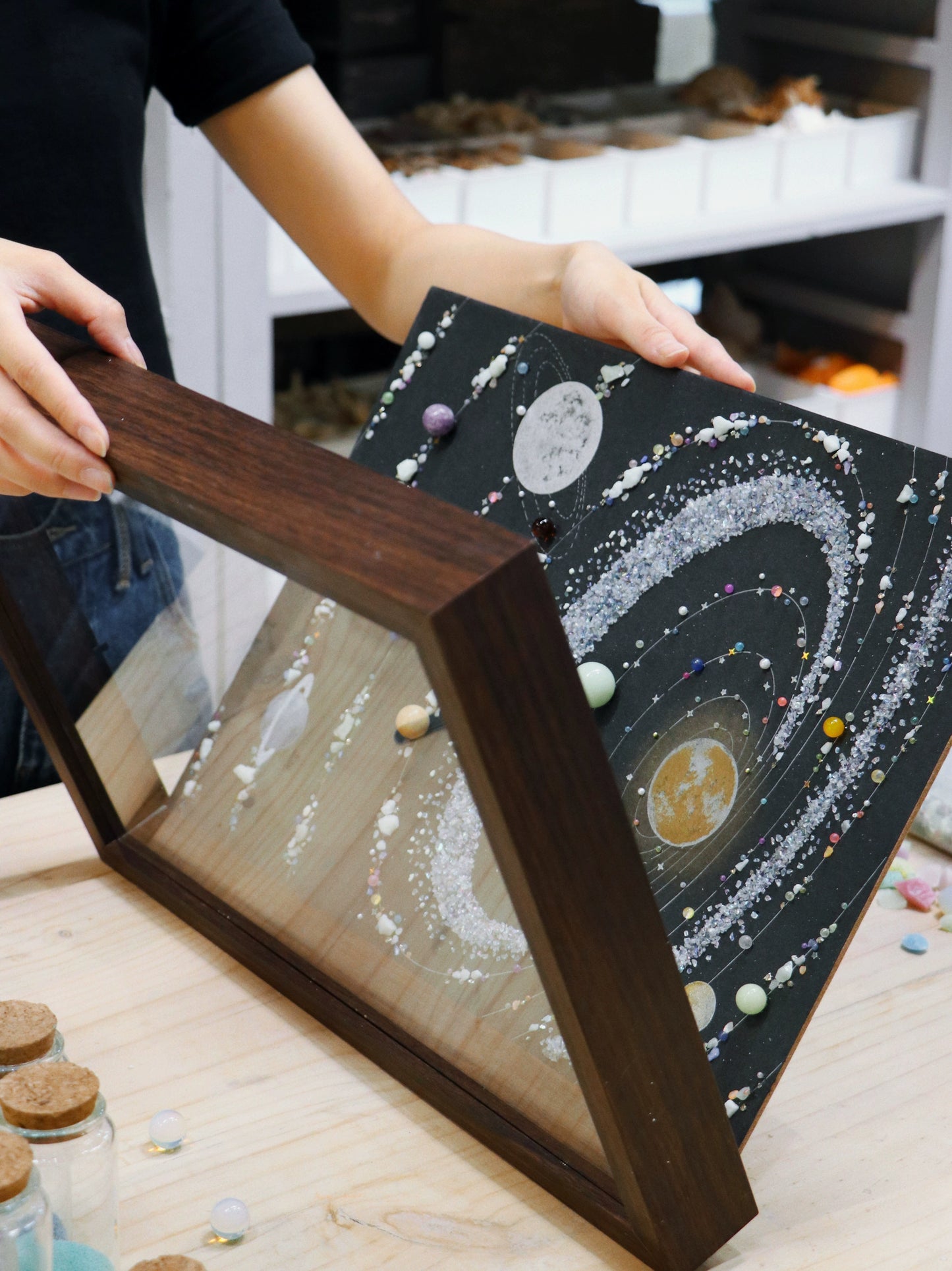 【夜光宇宙】相框玻璃防尘.礼物推荐.宇宙矿石标本画软装搭配挂画