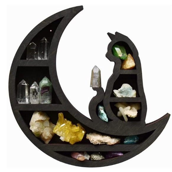 Cross-border Cat in the Moon Crystal Wooden Shelf Wooden Crystal Shelf Decorative Shelf