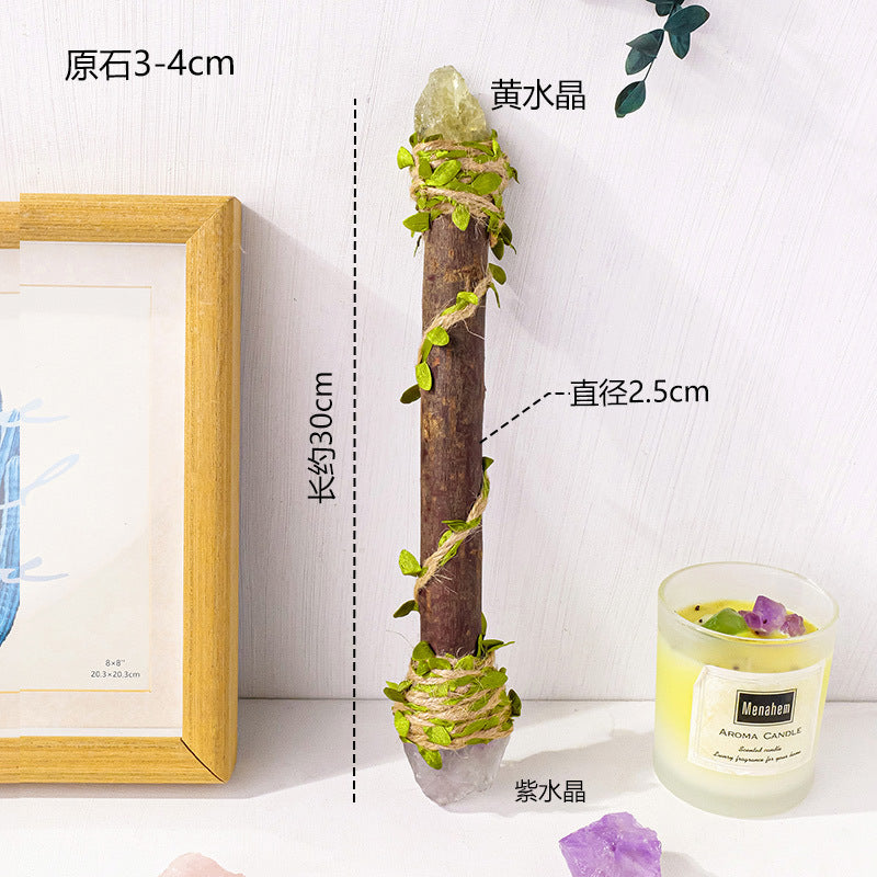 Cross-border natural crystal magic scepter handmade log crystal handicraft witch scepter crystal gift decoration