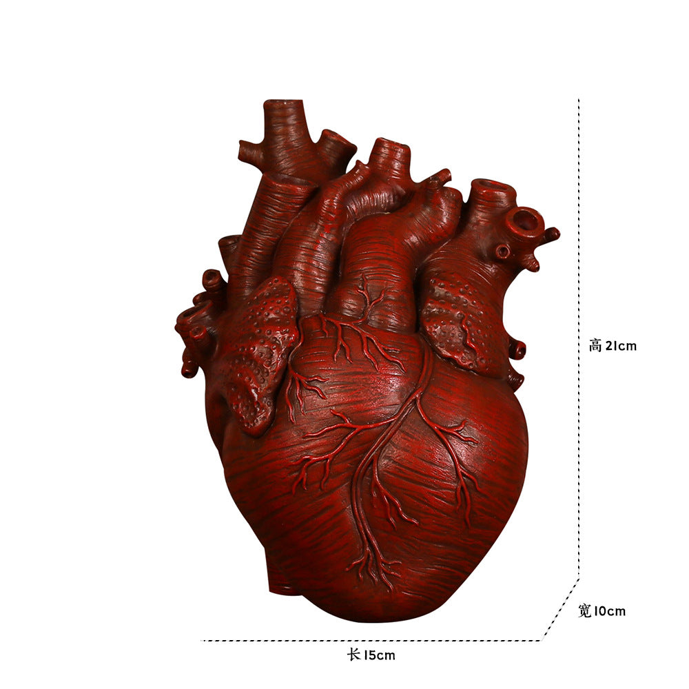 跨境大心脏花插家庭装饰花瓶摆件桌面树脂工艺品Heart resin vase