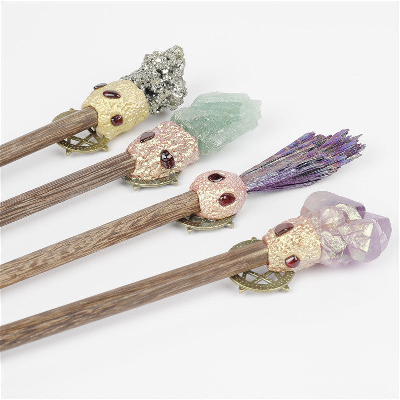 Cross-border foreign trade creative natural crystal mineral stone magic wand personalized play religious magic weapon simple scepter ornament