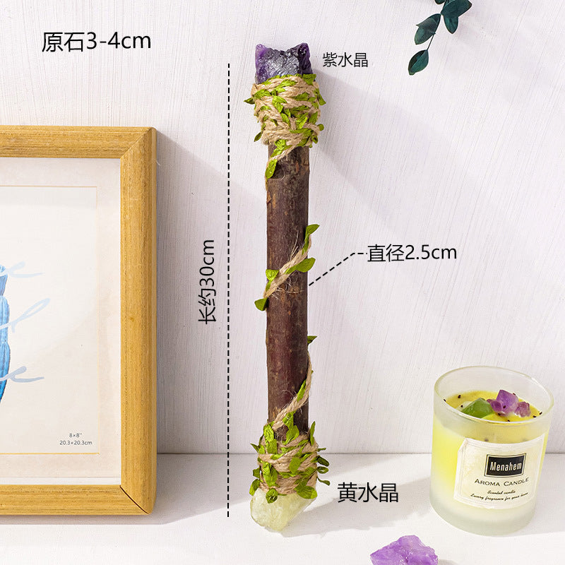 Cross-border natural crystal magic scepter handmade log crystal handicraft witch scepter crystal gift decoration
