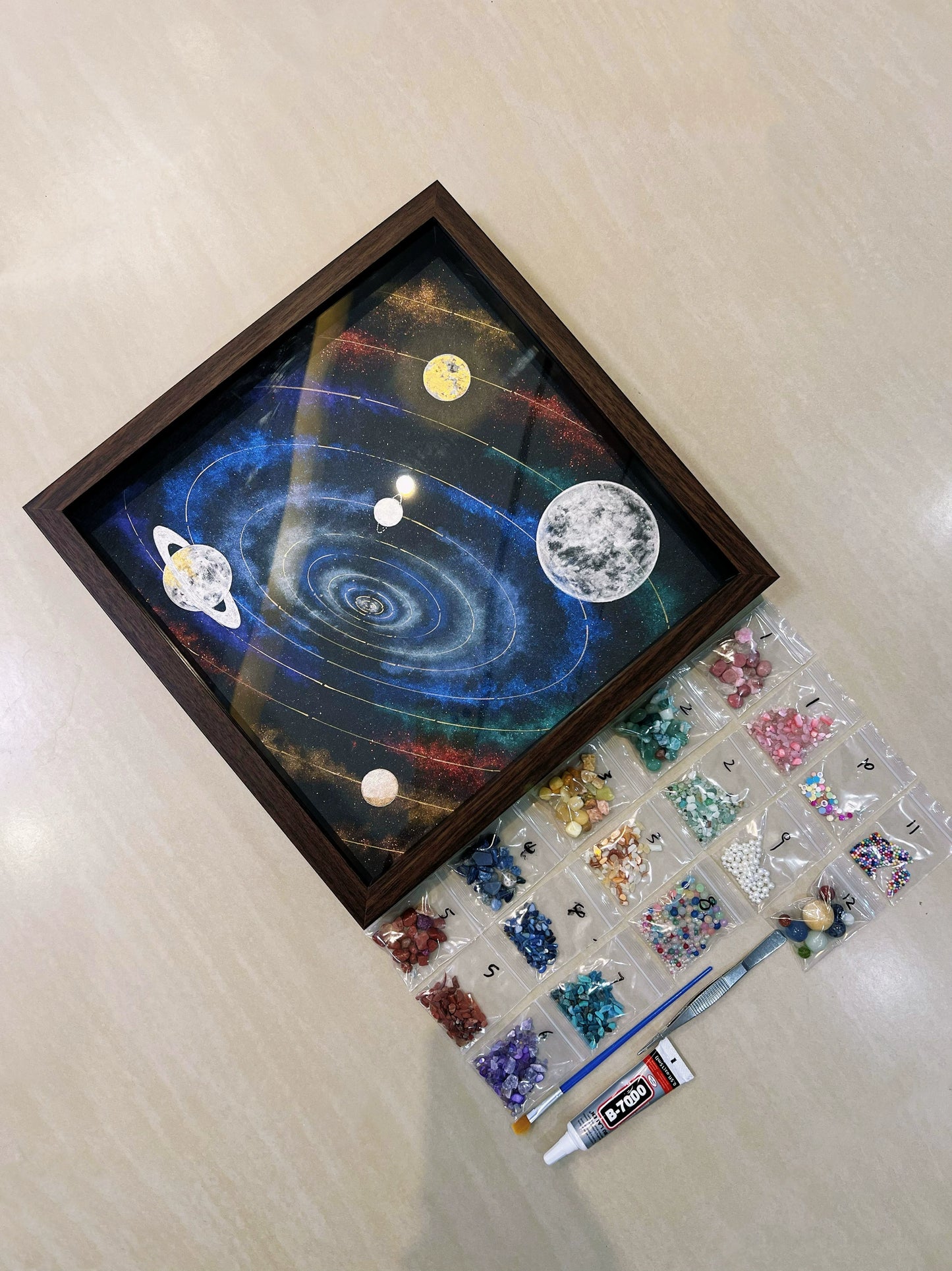 八大行星太阳系DIY手工材料包玻璃相框小众礼物推荐家居软装挂画