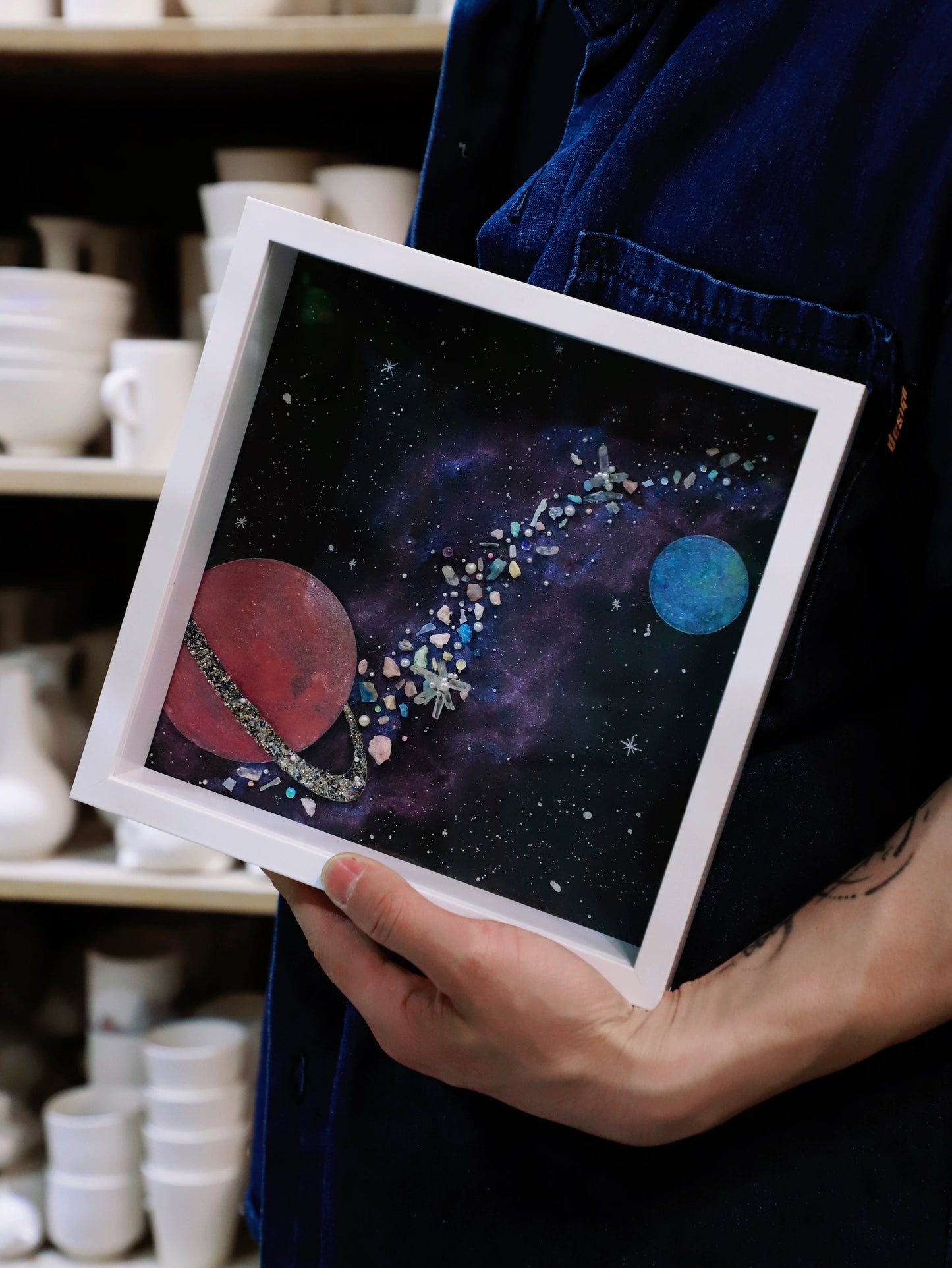 浪漫星球.宇宙矿石标本画.生日礼物推荐.办公桌面摆件家居装饰画