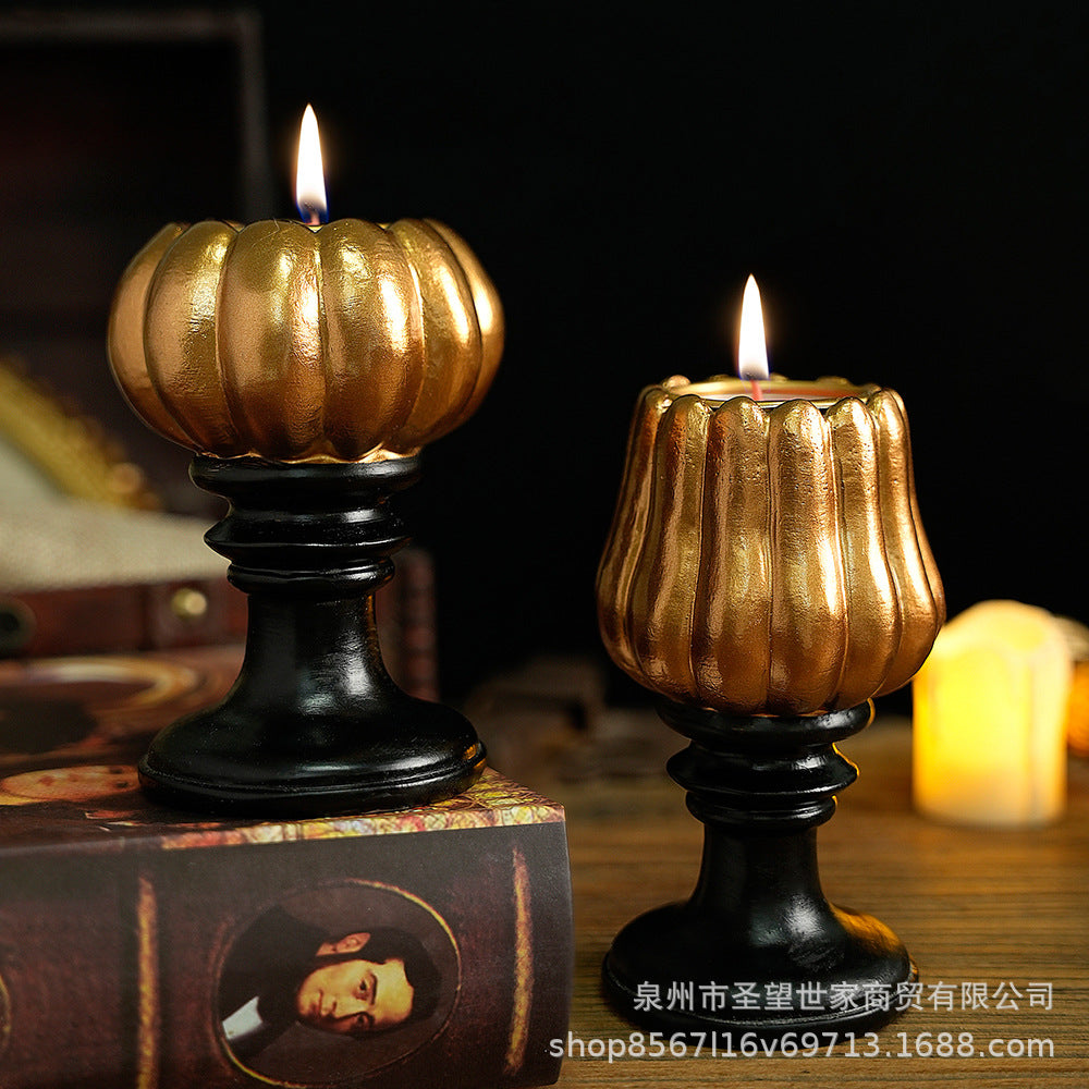 跨境新品南瓜烛台万圣节装饰用品道具摆件氛围感香薰复古鬼节派对