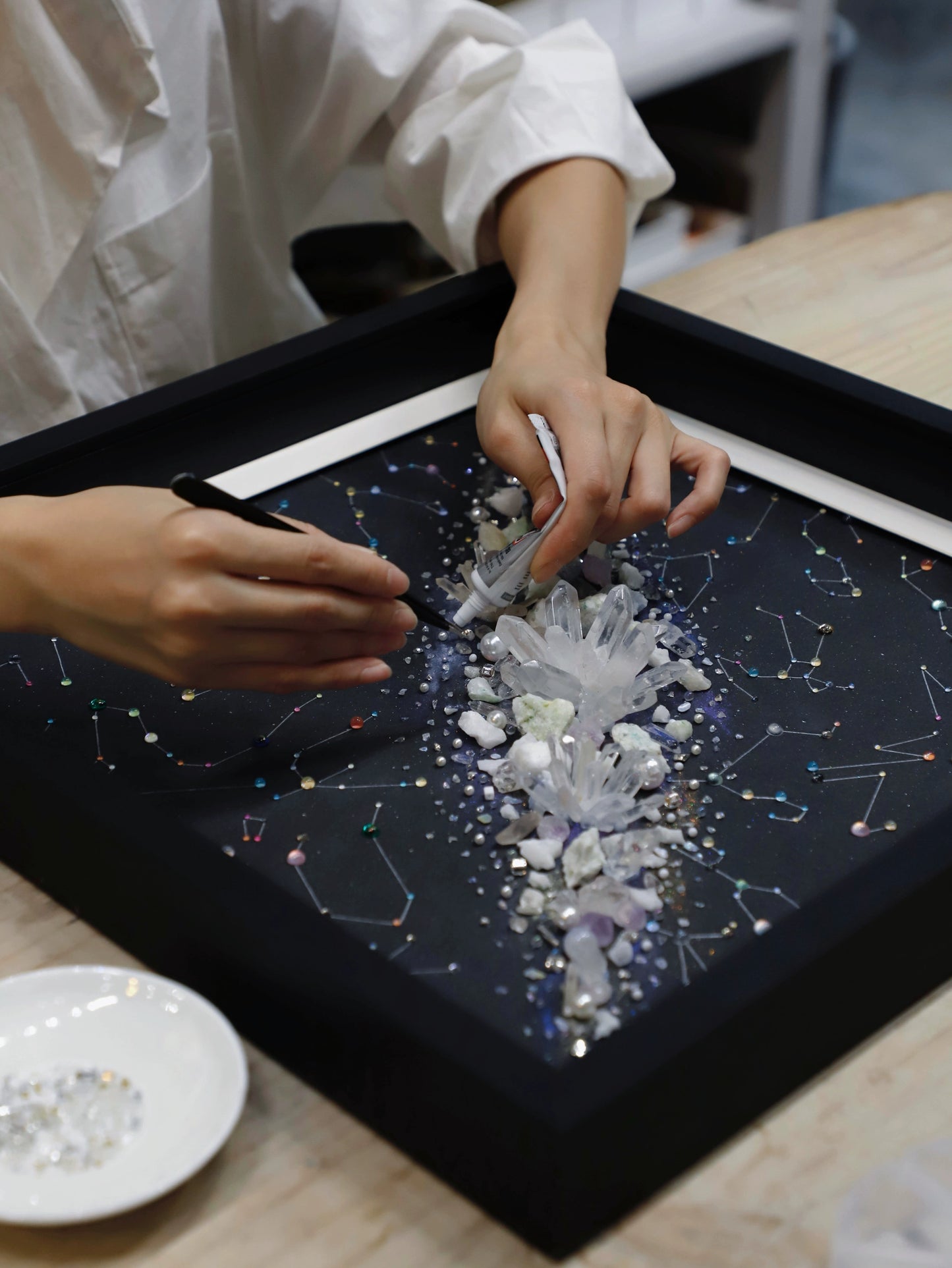白色银河|玻璃相框|银河星球画水晶能量画客厅背景男朋友礼物