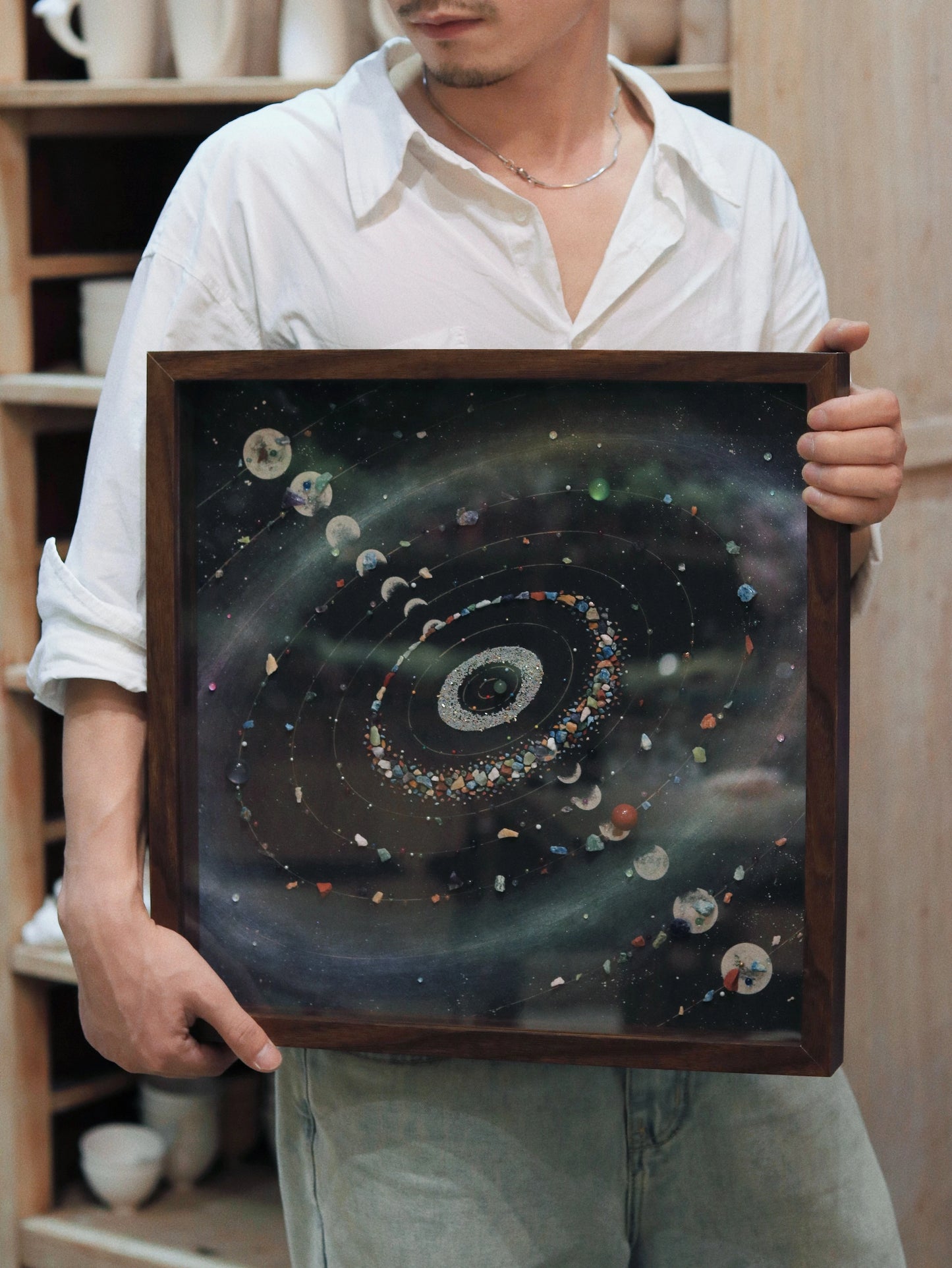 宇宙太空diy手工材料包装饰画|带有机玻璃罩防尘乔迁烂漫礼物