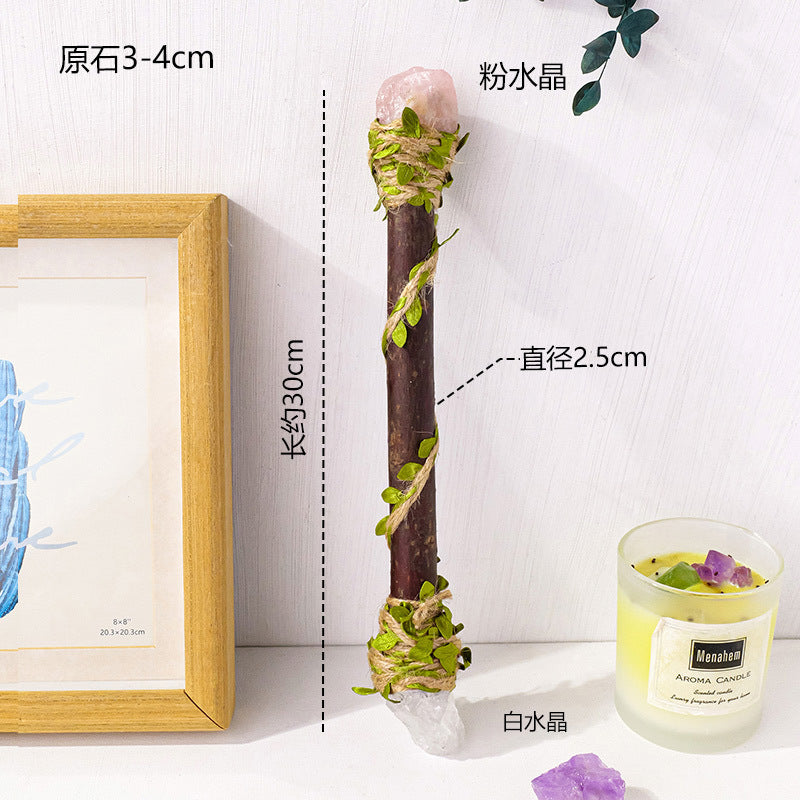 Cross-border natural crystal magic scepter handmade log crystal handicraft witch scepter crystal gift decoration