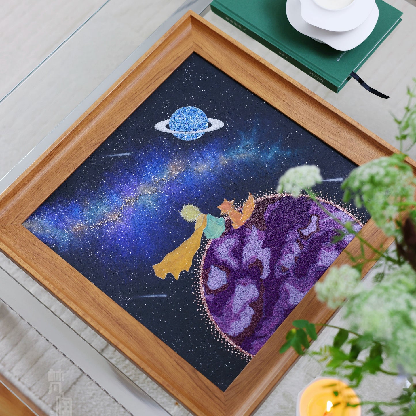 小王子和狐狸|快乐星球小王子装饰画中古原木相框diy材料包礼物