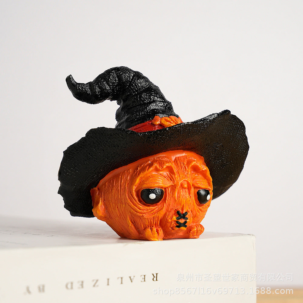 Cross-border new product Halloween ghost witch pumpkin resin creative small ornament micro-landscape desktop atmosphere ornament
