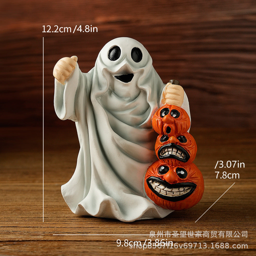 跨境万圣节Middle finger Cute Ghost怪物南瓜幽灵提南瓜树脂摆件