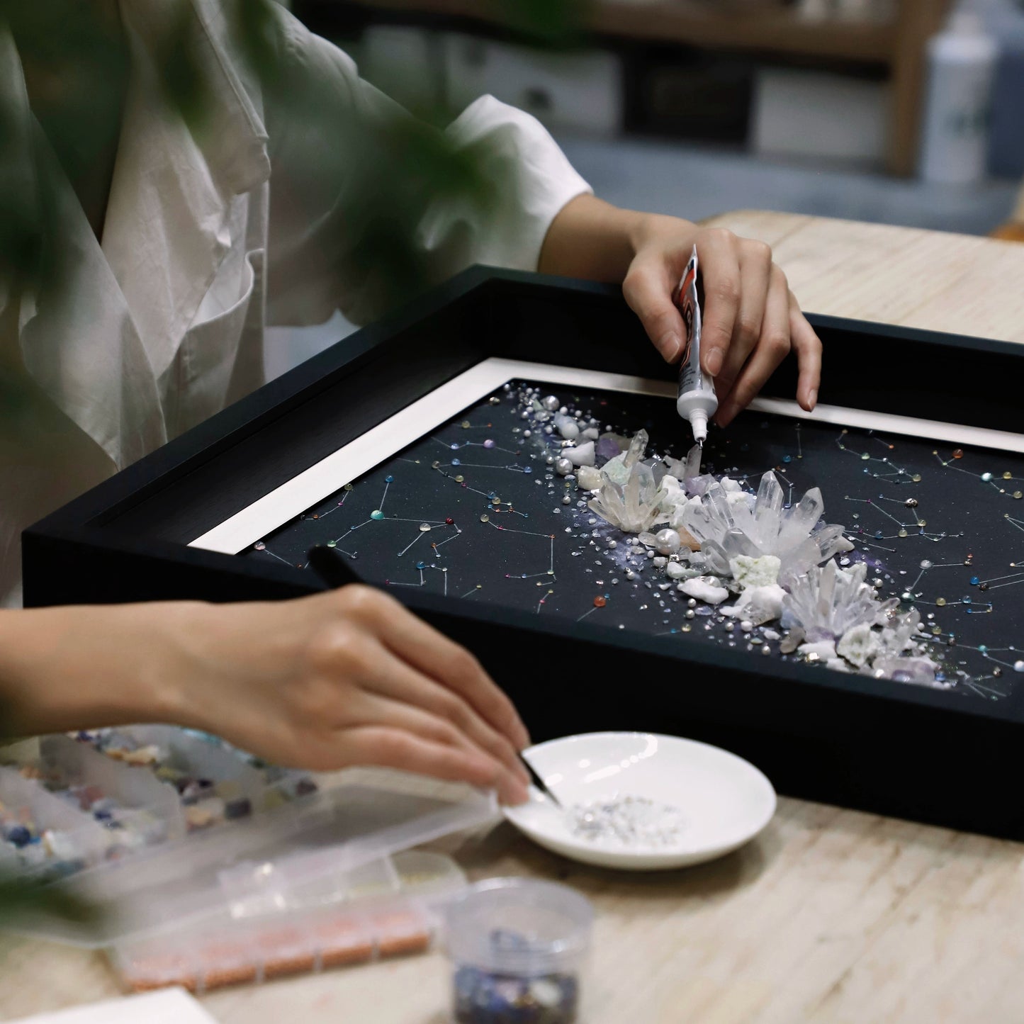 白色银河|玻璃相框|银河星球画水晶能量画客厅背景男朋友礼物