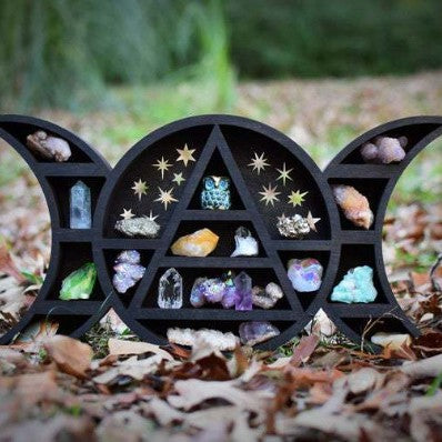 Cross-border Cat in the Moon Crystal Wooden Shelf Wooden Crystal Shelf Decorative Shelf