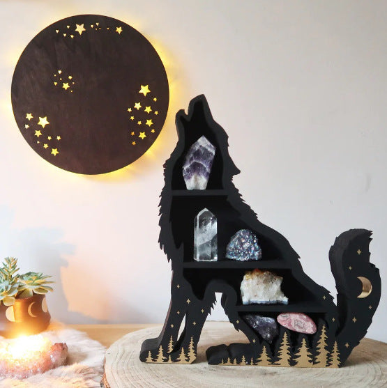 Cross-border Cat in the Moon Crystal Wooden Shelf Wooden Crystal Shelf Decorative Shelf